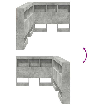 Opberghoofdbord Met Plank Beton Grijs 75 Cm Bewerkt Hout 75 x 190 cm