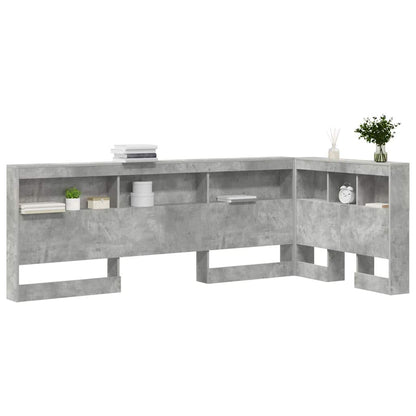 Opberghoofdbord Met Plank Beton Grijs 75 Cm Bewerkt Hout 75 x 190 cm