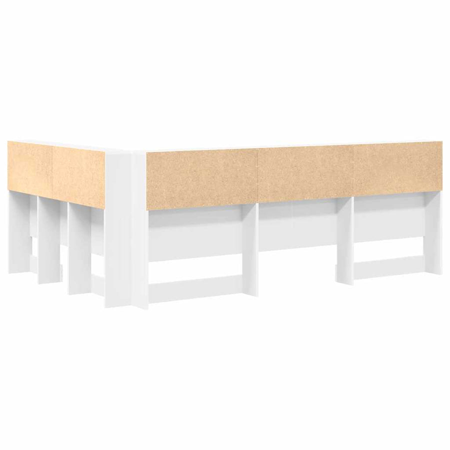 Opberghoofdbord met plank met hoofdeinde met opslag Wit 120 cm Bewerkt hout
