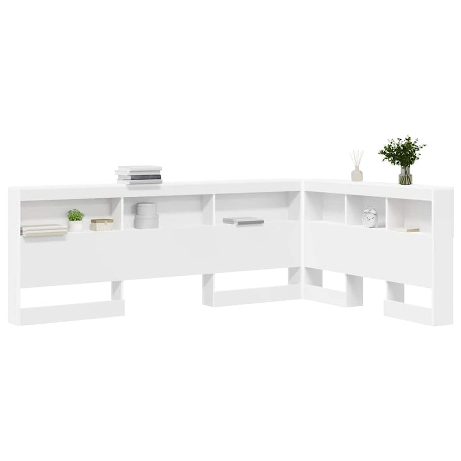Opberghoofdbord met plank met hoofdeinde met opslag Wit 120 cm Bewerkt hout