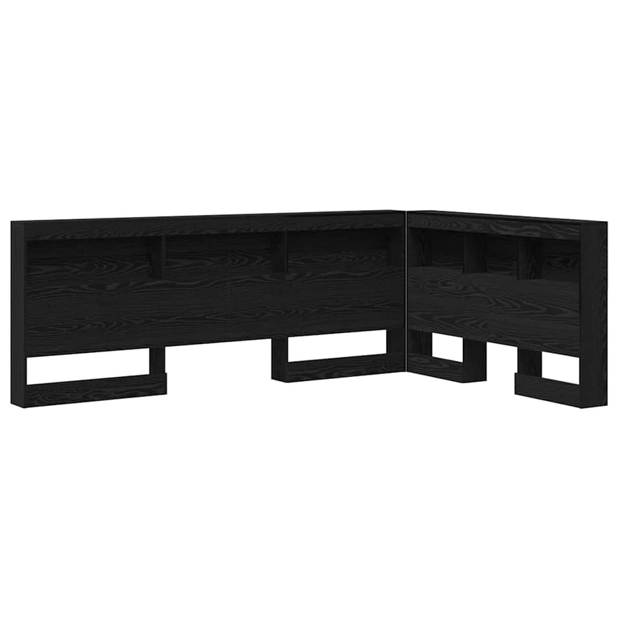 Opberghoofdbord met plank met hoofdeinde met opslag Zwart eiken 120 cm Bewerkt hout
