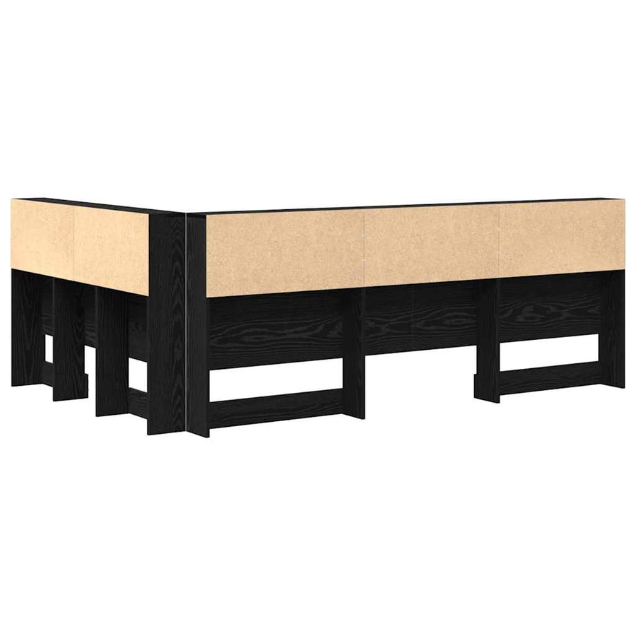 Opberghoofdbord met plank met hoofdeinde met opslag Zwart eiken 120 cm Bewerkt hout
