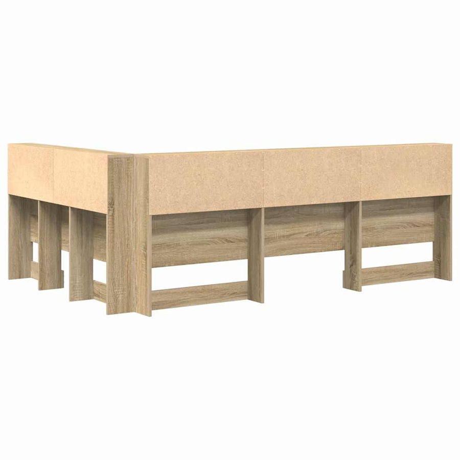 Opberghoofdbord met plank met hoofdeinde met opslag Sonoma eiken 120 cm Bewerkt hout