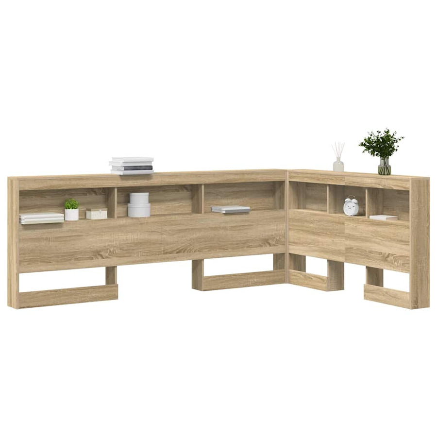 Opberghoofdbord met plank met hoofdeinde met opslag Sonoma eiken 120 cm Bewerkt hout