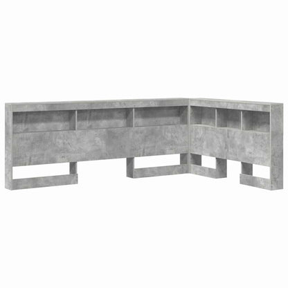 Opberghoofdbord met plank met hoofdeinde met opslag Betongrijs 120 cm Bewerkt hout