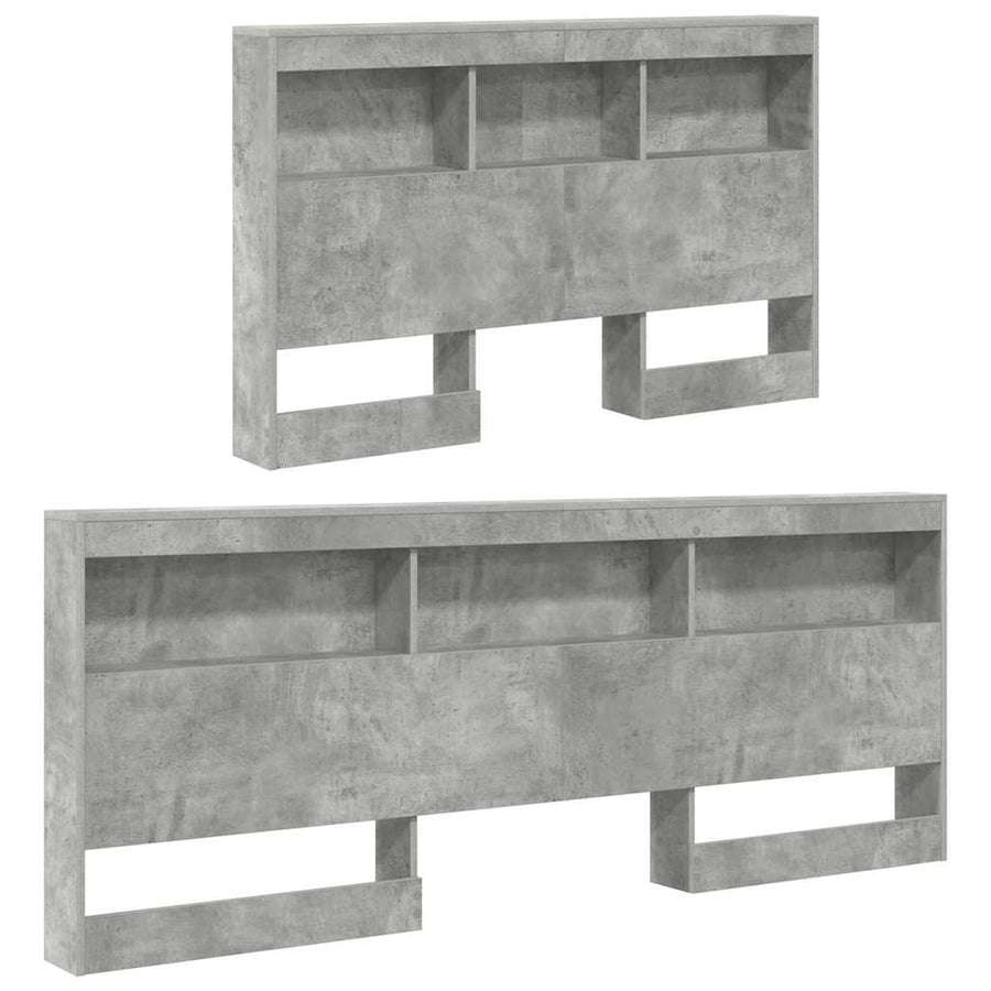 Opberghoofdbord met plank met hoofdeinde met opslag Betongrijs 120 cm Bewerkt hout