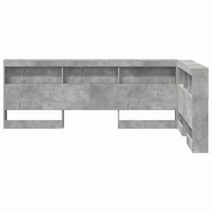 Opberghoofdbord met plank met hoofdeinde met opslag Betongrijs 120 cm Bewerkt hout