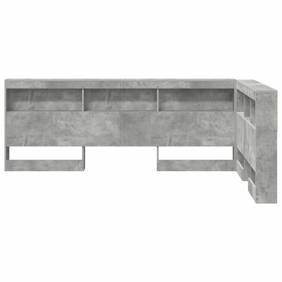 Opberghoofdbord met plank met hoofdeinde met opslag Betongrijs 120 cm Bewerkt hout