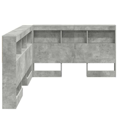 Opberghoofdbord met plank met hoofdeinde met opslag Betongrijs 120 cm Bewerkt hout