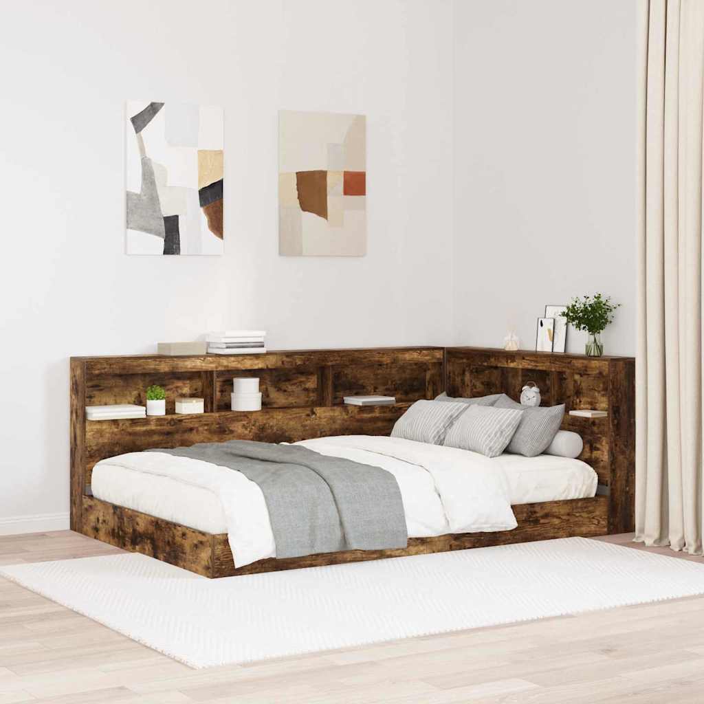 Opberghoofdbord met plank Gerookt eiken 120 cm Bewerkt hout