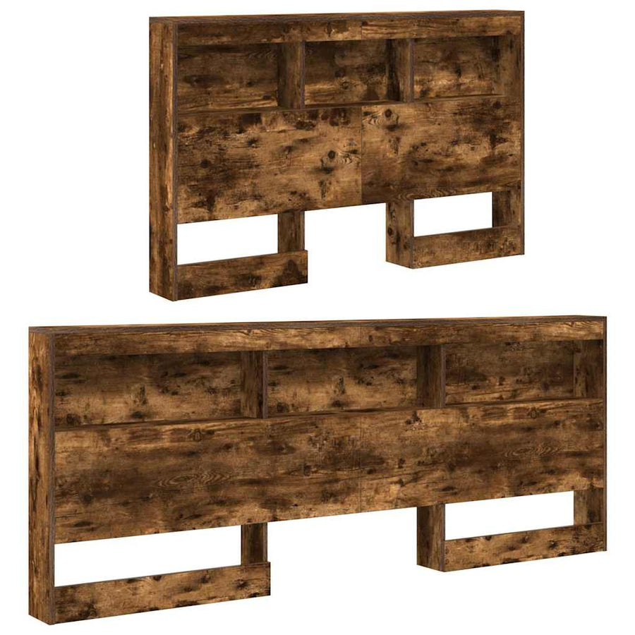 Opberghoofdbord met plank Gerookt eiken 120 cm Bewerkt hout