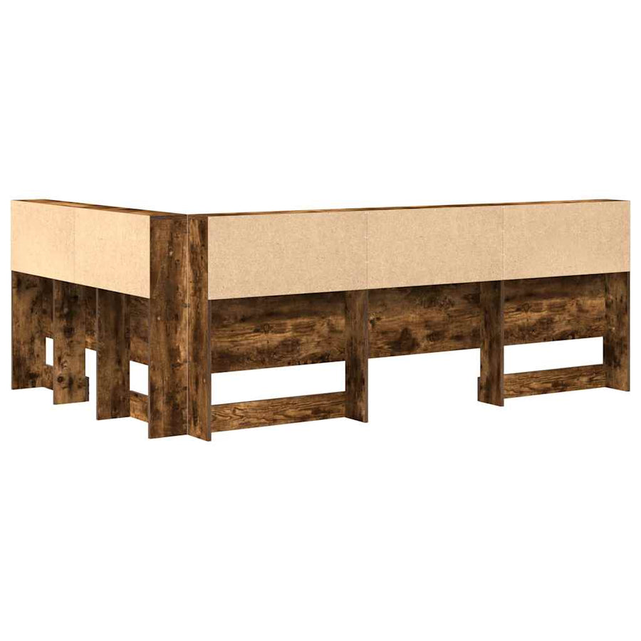 Opberghoofdbord met plank Gerookt eiken 120 cm Bewerkt hout