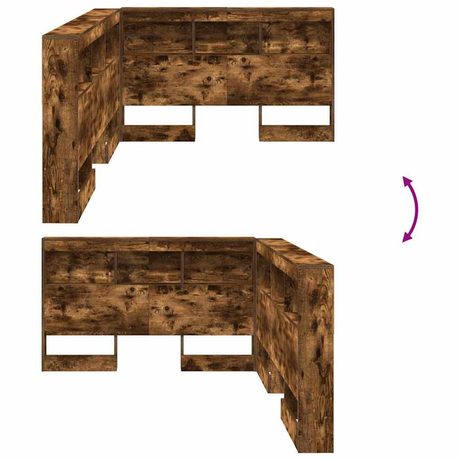 Opberghoofdbord met plank Gerookt eiken 120 cm Bewerkt hout
