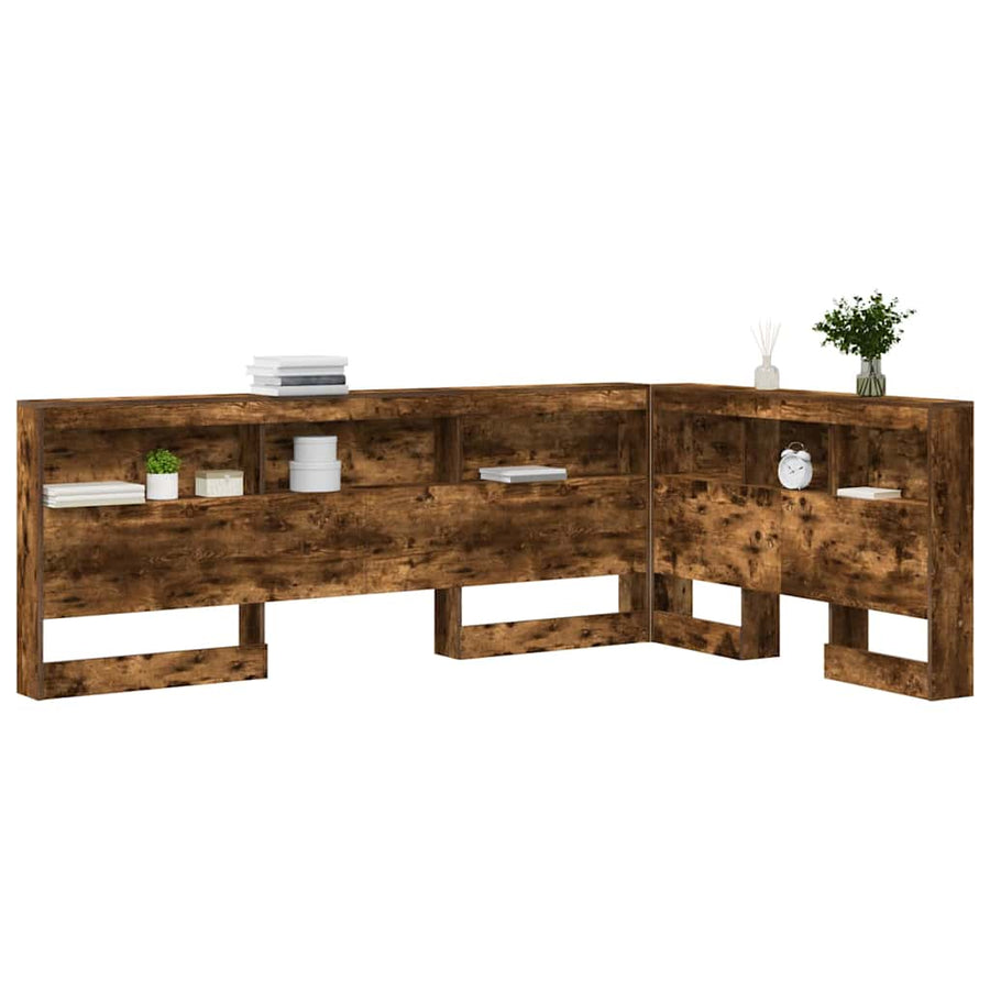 Opberghoofdbord met plank Gerookt eiken 120 cm Bewerkt hout