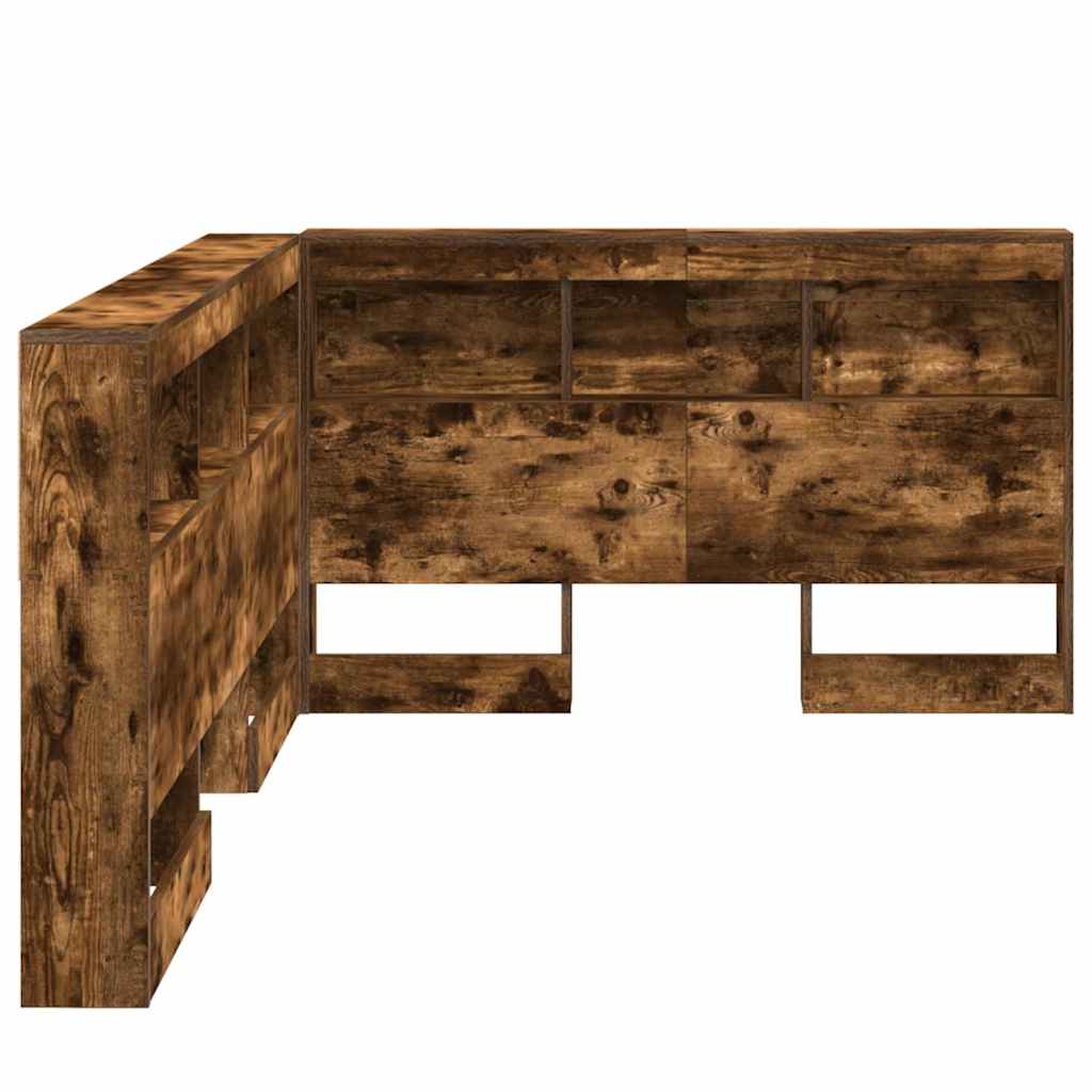 Opberghoofdbord met plank Gerookt eiken 120 cm Bewerkt hout