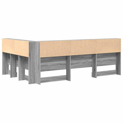Opberghoofdbord met plank met hoofdeinde met opslag Grijs sonoma 120 cm Bewerkt hout