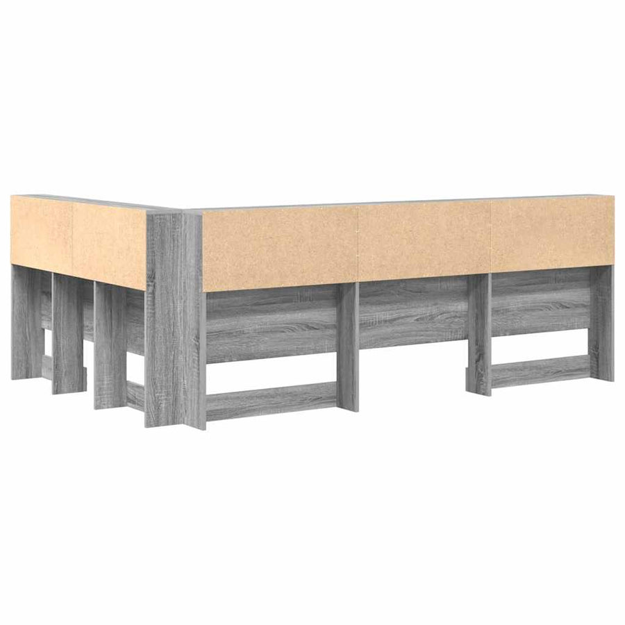 Opberghoofdbord met plank met hoofdeinde met opslag Grijs sonoma 120 cm Bewerkt hout