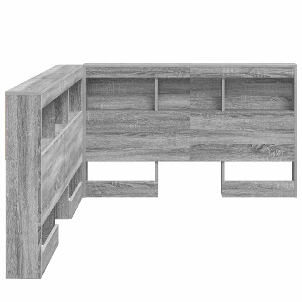 Opberghoofdbord met plank met hoofdeinde met opslag Grijs sonoma 120 cm Bewerkt hout
