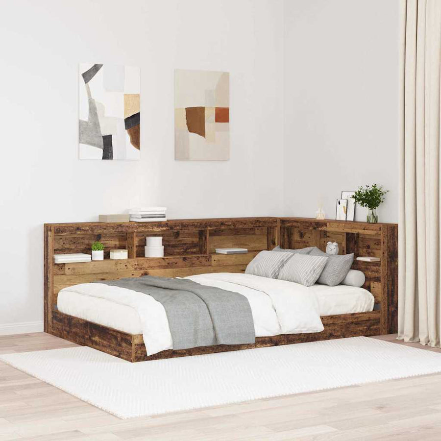 Opberghoofdbord met plank met hoofdeinde met opslag Oud hout 120 cm Bewerkt hout