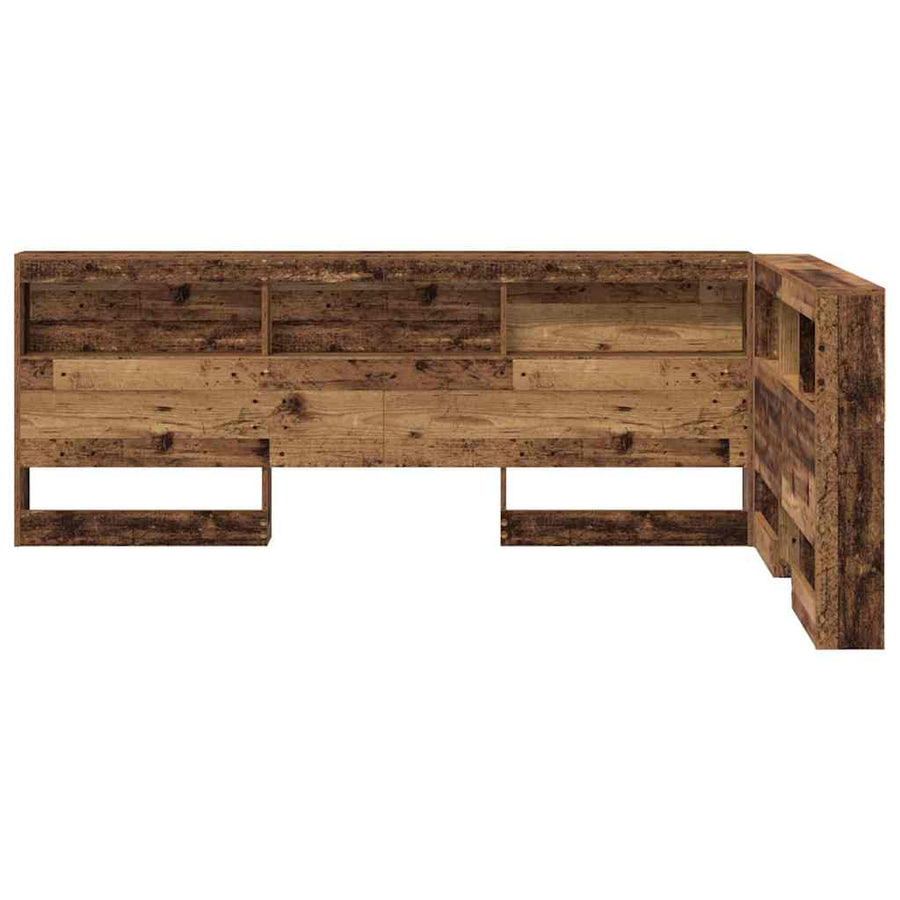 Opberghoofdbord met plank met hoofdeinde met opslag Oud hout 120 cm Bewerkt hout