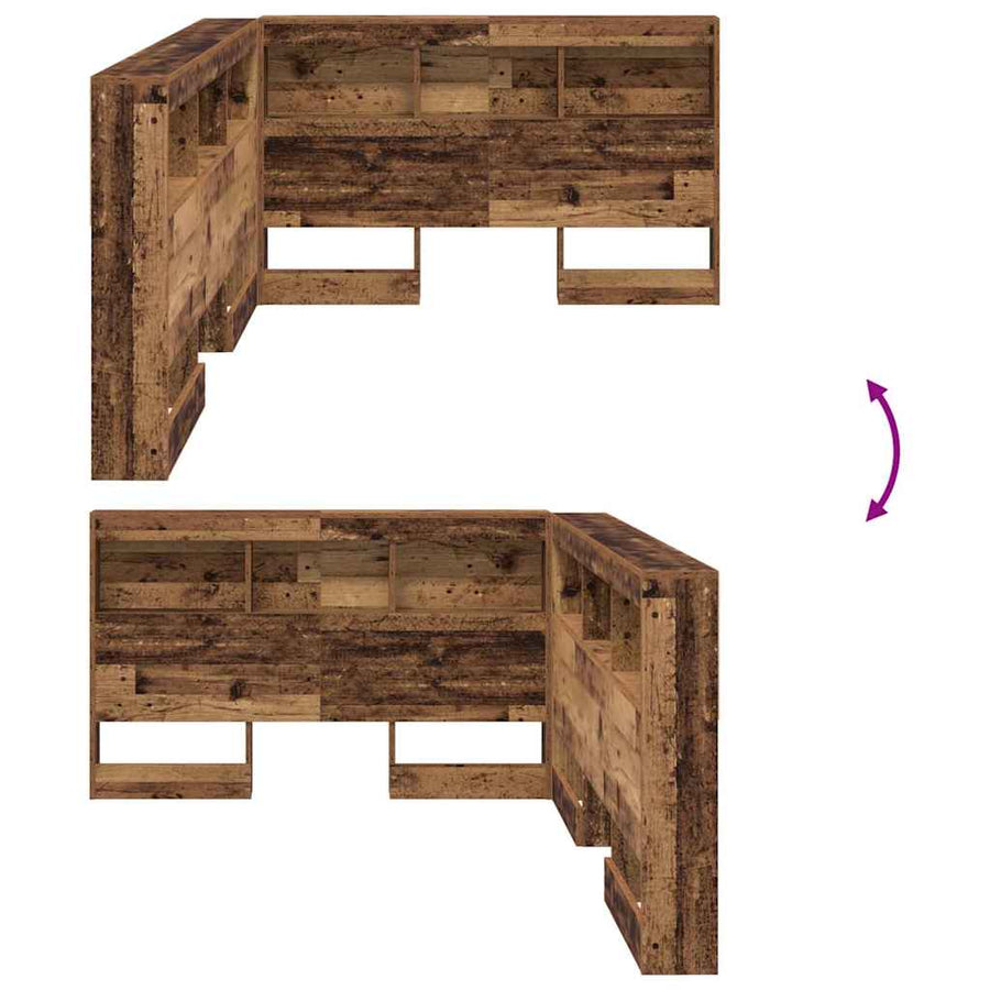 Opberghoofdbord met plank met hoofdeinde met opslag Oud hout 120 cm Bewerkt hout
