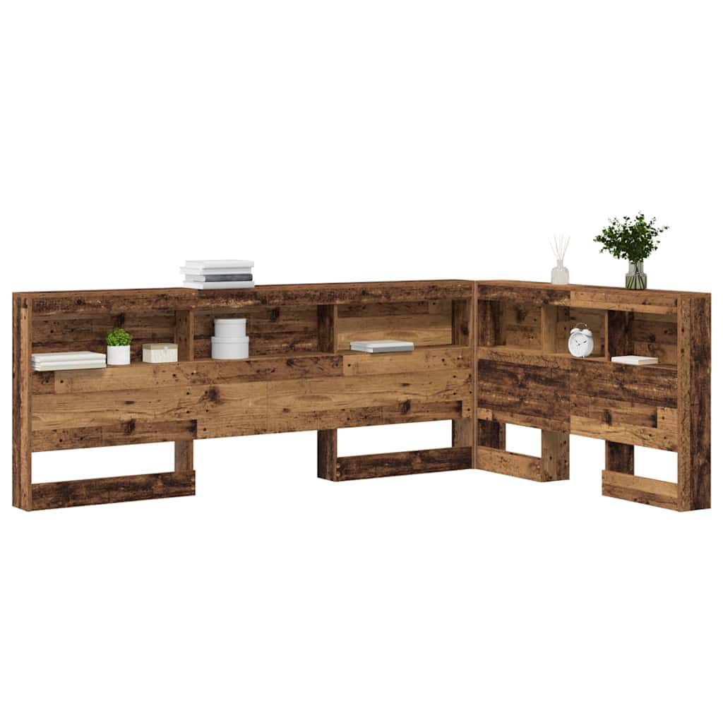Opberghoofdbord met plank met hoofdeinde met opslag Oud hout 120 cm Bewerkt hout