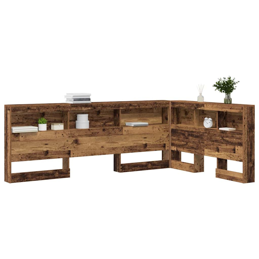 Opberghoofdbord met plank met hoofdeinde met opslag Oud hout 120 cm Bewerkt hout