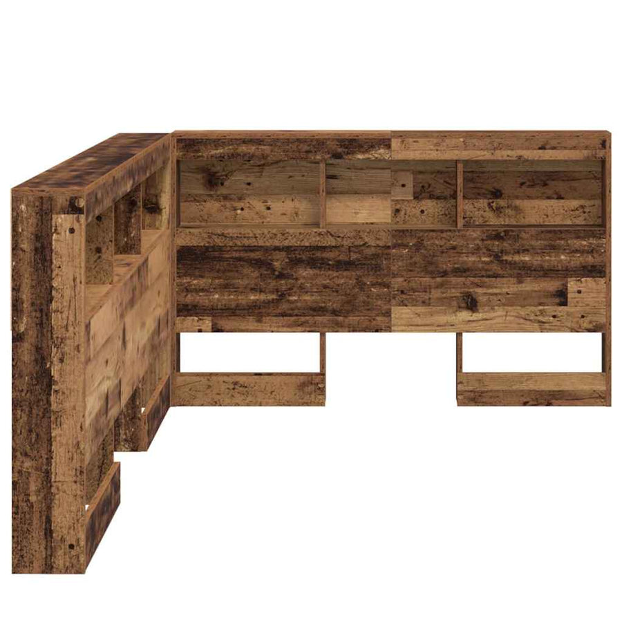 Opberghoofdbord met plank met hoofdeinde met opslag Oud hout 120 cm Bewerkt hout