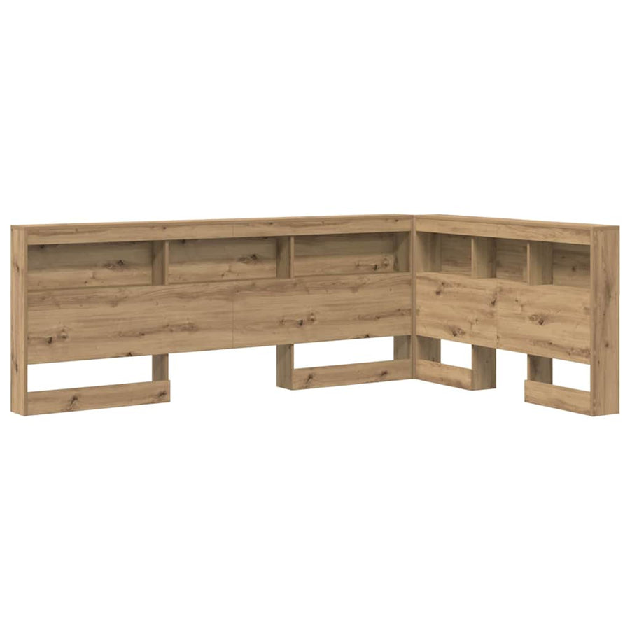 Opberghoofdbord artisanaal eikenkleurig 120 cm Bewerkt hout