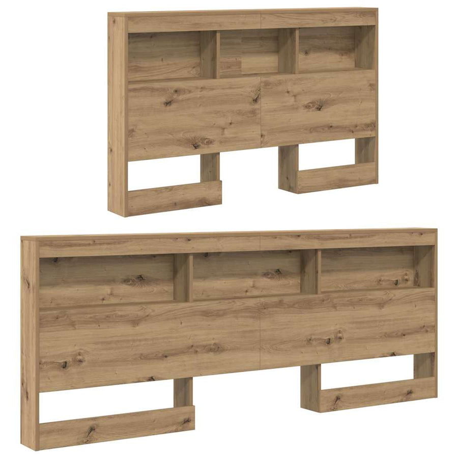 Opberghoofdbord artisanaal eikenkleurig 120 cm Bewerkt hout
