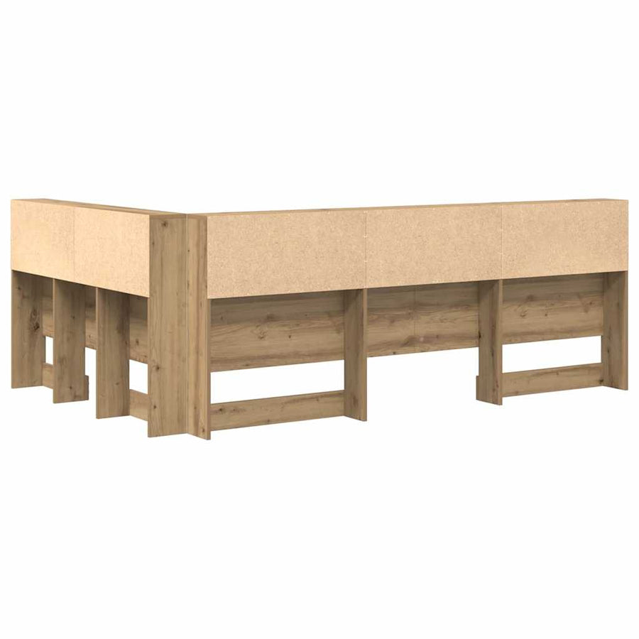 Opberghoofdbord artisanaal eikenkleurig 120 cm Bewerkt hout