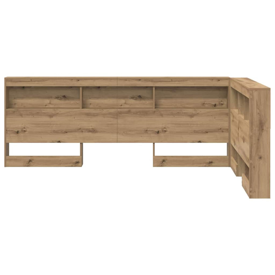 Opberghoofdbord artisanaal eikenkleurig 120 cm Bewerkt hout