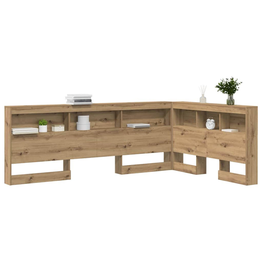 Opberghoofdbord artisanaal eikenkleurig 120 cm Bewerkt hout