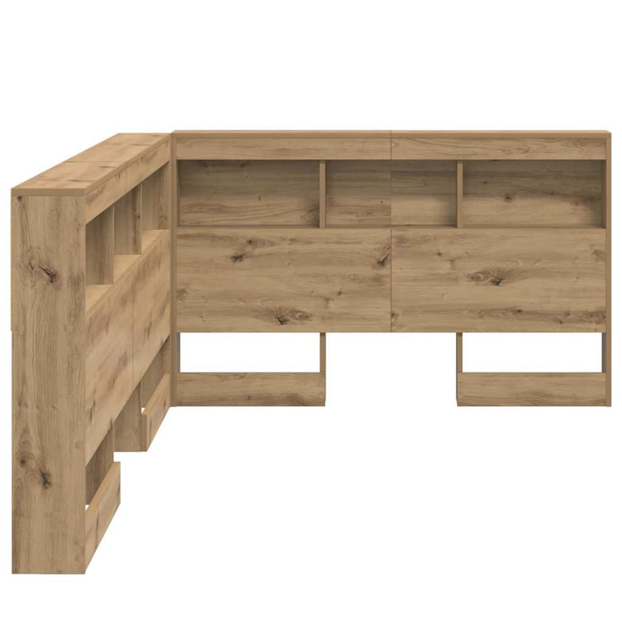 Opberghoofdbord artisanaal eikenkleurig 120 cm Bewerkt hout