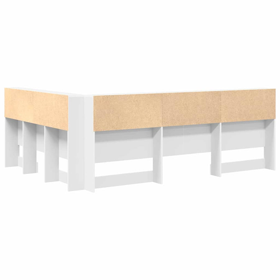 Opberghoofdbord met plank met hoofdeinde met opslag Wit 140 cm Bewerkt hout