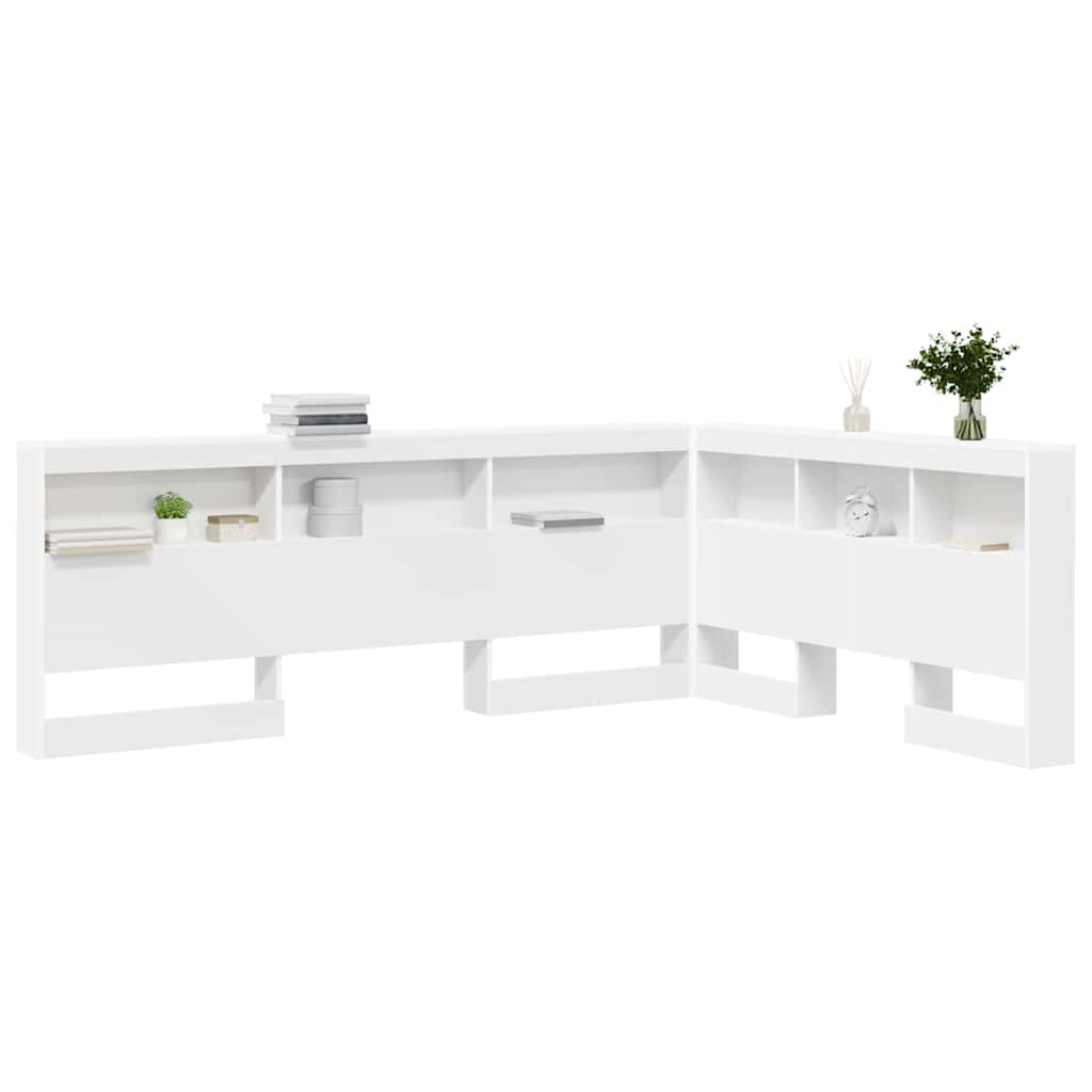 Opberghoofdbord met plank met hoofdeinde met opslag Wit 140 cm Bewerkt hout