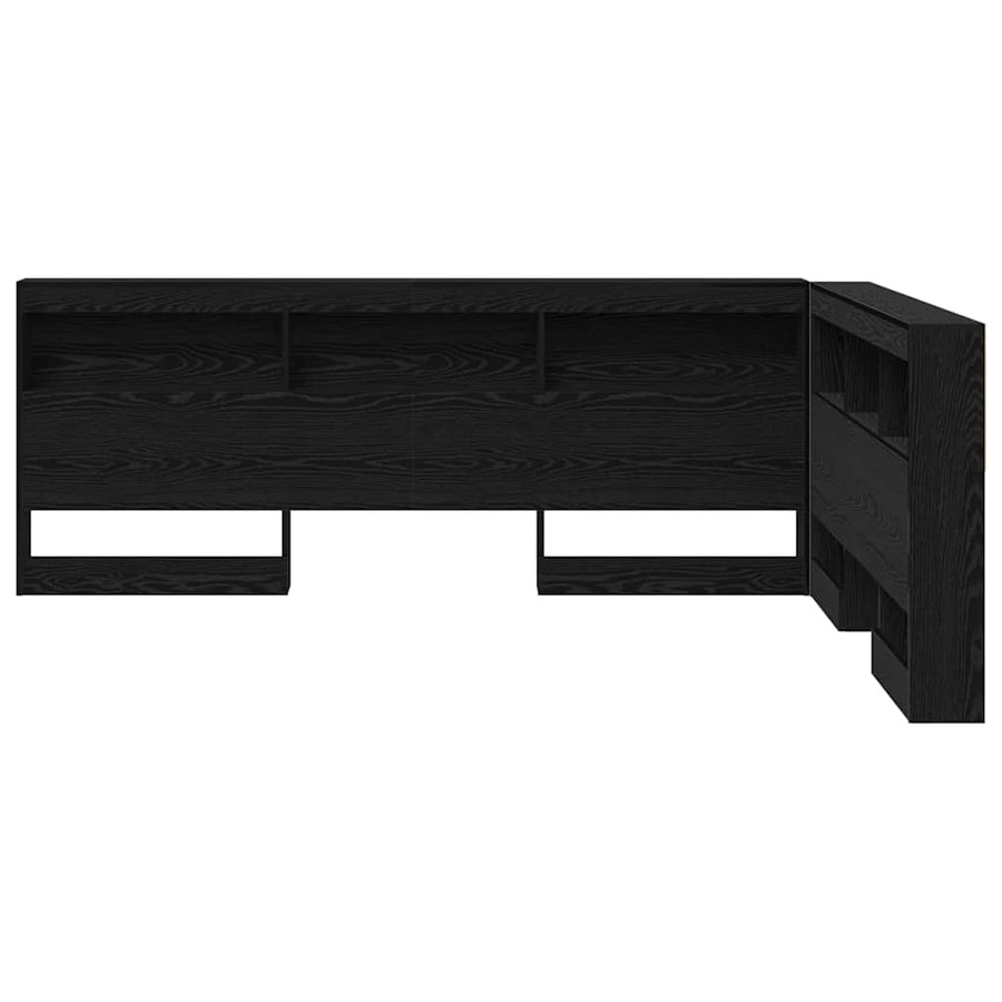 Opberghoofdbord met plank Zwart Eiken 140 cm Bewerkt hout
