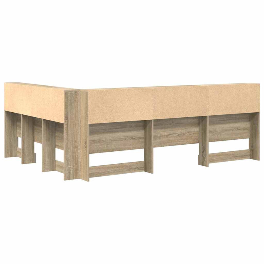 Opberghoofdbord met plank met hoofdeinde met opslag Sonoma eiken 140 cm Bewerkt hout