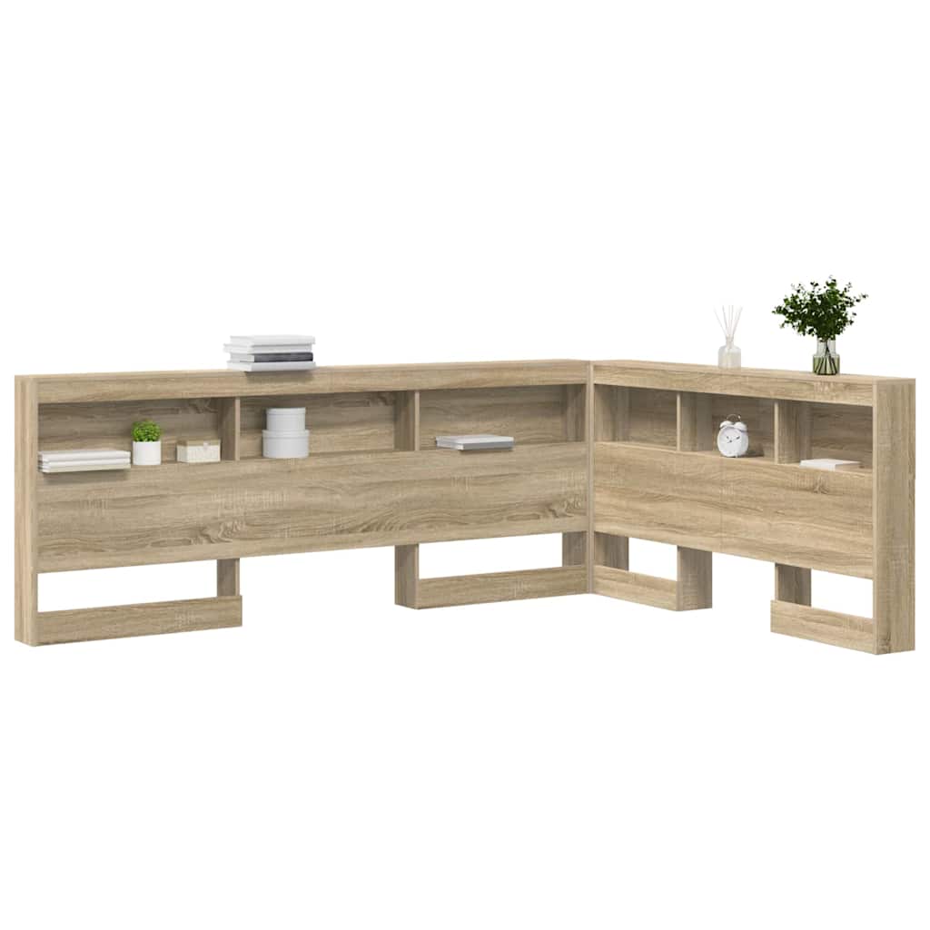 Opberghoofdbord met plank met hoofdeinde met opslag Sonoma eiken 140 cm Bewerkt hout