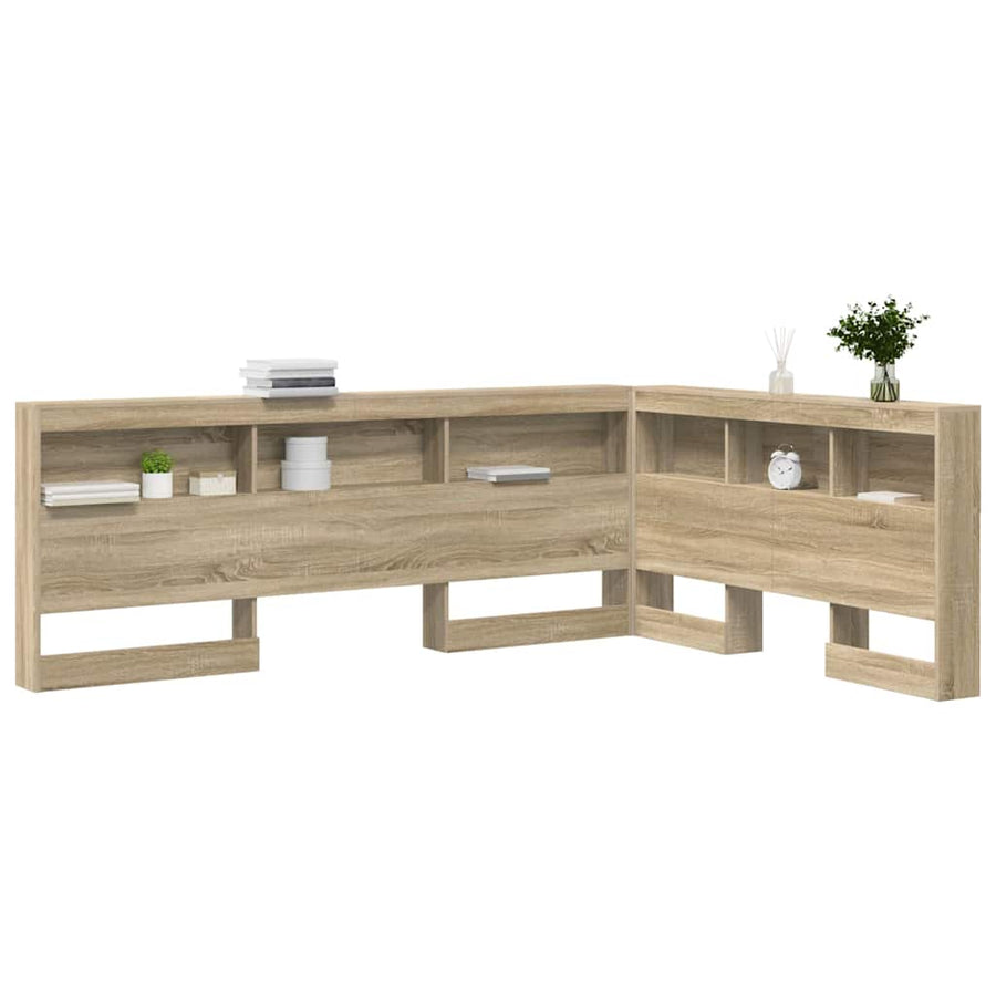 Opberghoofdbord met plank met hoofdeinde met opslag Sonoma eiken 140 cm Bewerkt hout