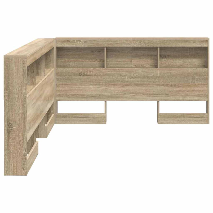 Opberghoofdbord met plank met hoofdeinde met opslag Sonoma eiken 140 cm Bewerkt hout