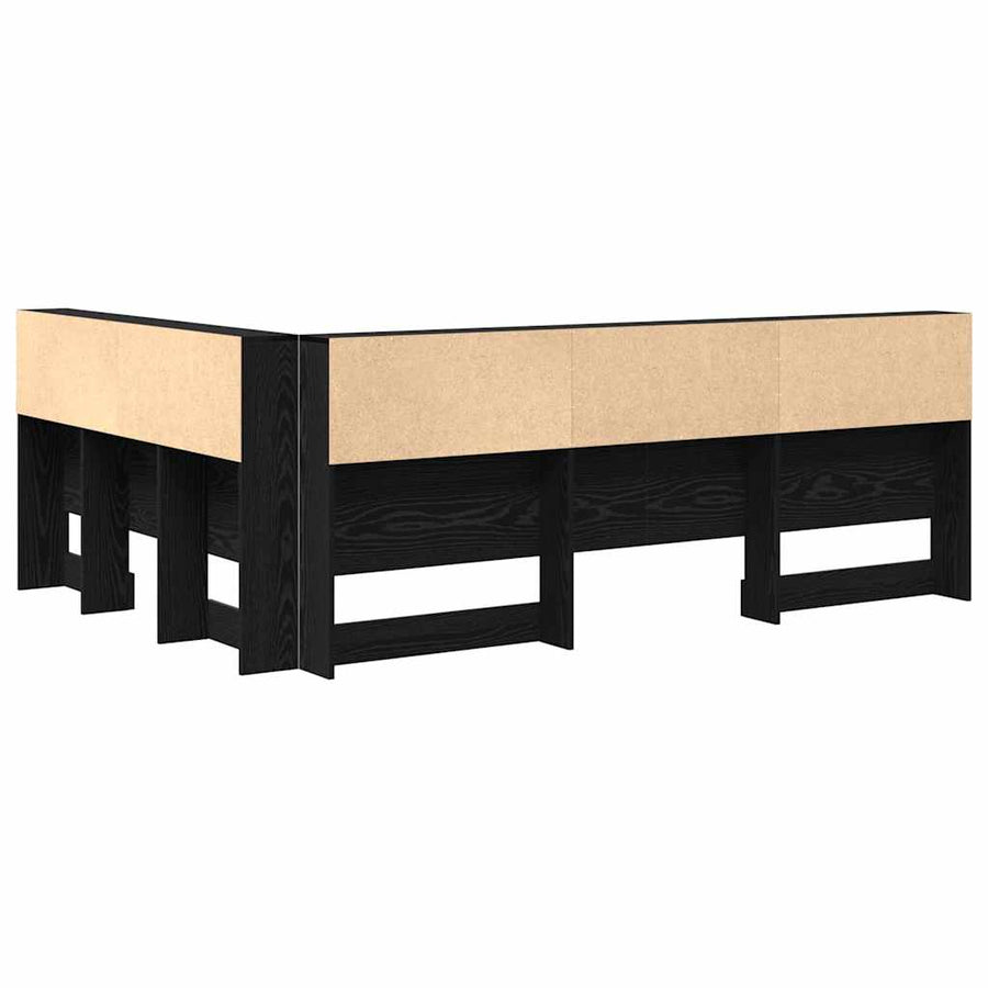 Opberghoofdbord met plank met hoofdeinde met opslag Zwart eiken 135 cm Bewerkt hout