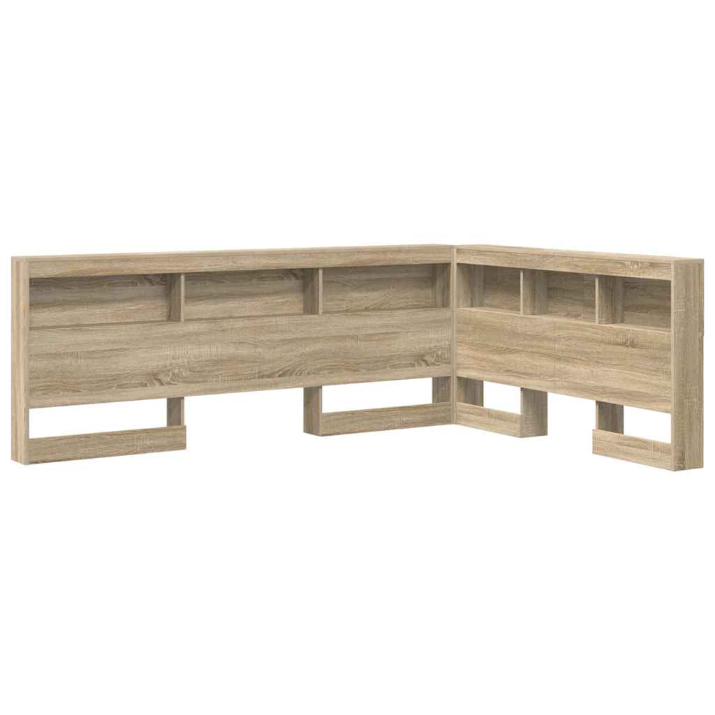 Opberghoofdbord met plank met hoofdeinde met opslag Sonoma eiken 135 cm Bewerkt hout