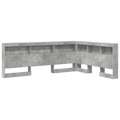 Opberghoofdbord met plank met hoofdeinde met opslag Betongrijs 135 cm Bewerkt hout
