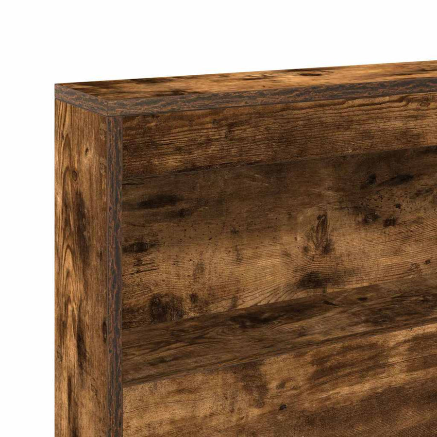 Opberghoofdbord met plank Gerookt eiken 135 cm Bewerkt hout
