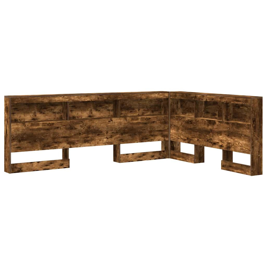 Opberghoofdbord met plank Gerookt eiken 135 cm Bewerkt hout