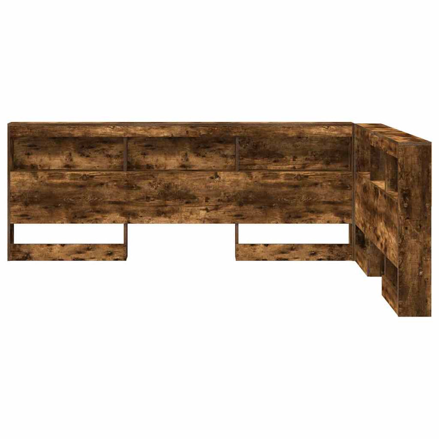 Opberghoofdbord met plank Gerookt eiken 135 cm Bewerkt hout
