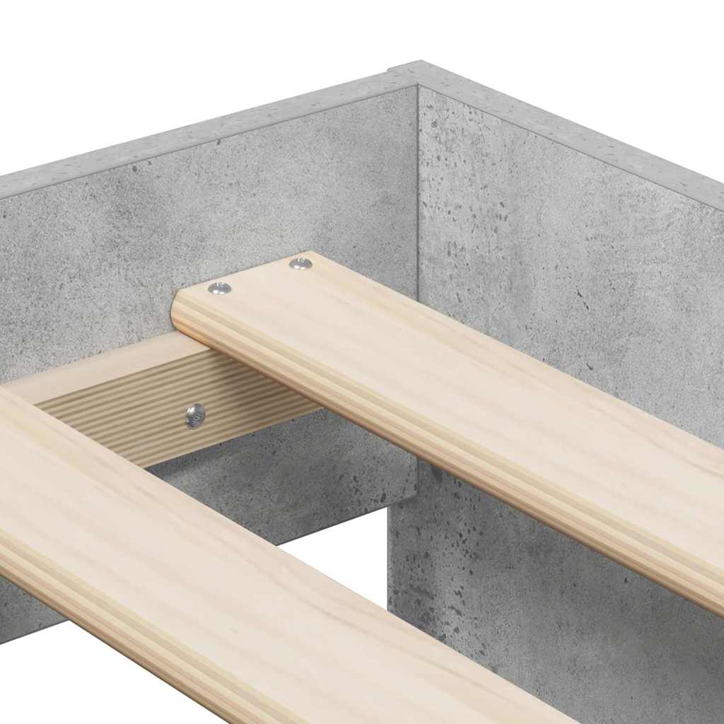 Opbergbedframe Beton Grijs 244 X 118 X 53.5 Cm Bewerkt Hout 90 x 200 cm
