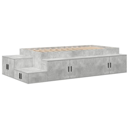 Opbergbedframe Beton Grijs 244 X 118 X 53.5 Cm Bewerkt Hout 90 x 200 cm