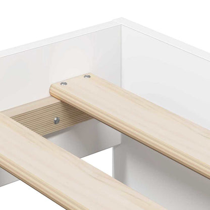 Opbergbedframe Wit 80 cm Bewerkt hout